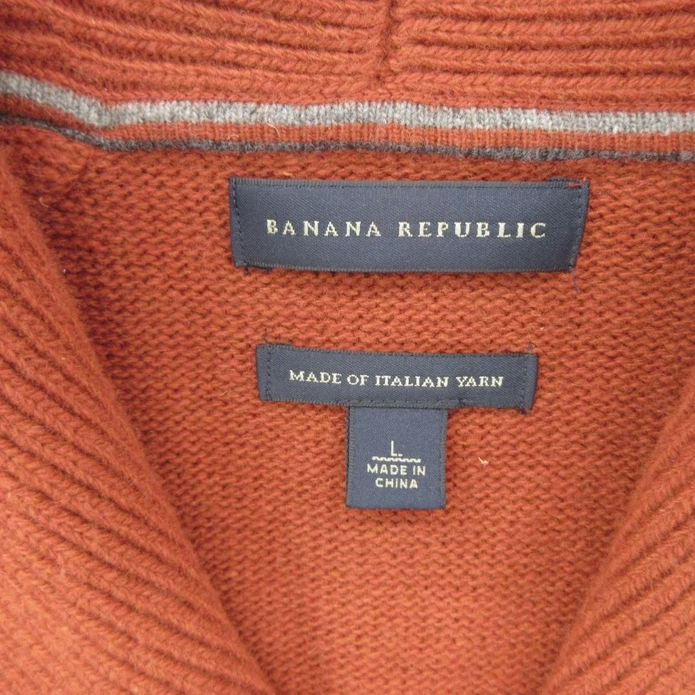 Banana Republic Sweater Mens Large Shawl Collar Italian Yarn Wool Pullover